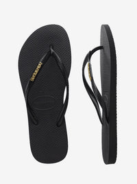 Slim Metallic Logo Flip Flops Womens