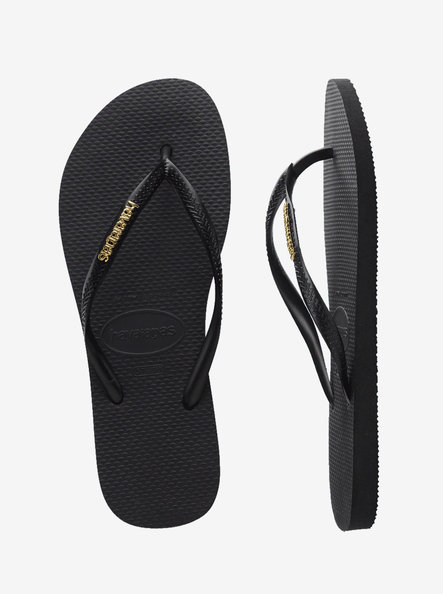 Slim Metallic Logo Flip Flops Womens