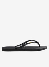 Slim Metallic Logo Flip Flops Womens