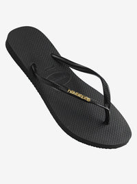 Slim Metallic Logo Flip Flops Womens