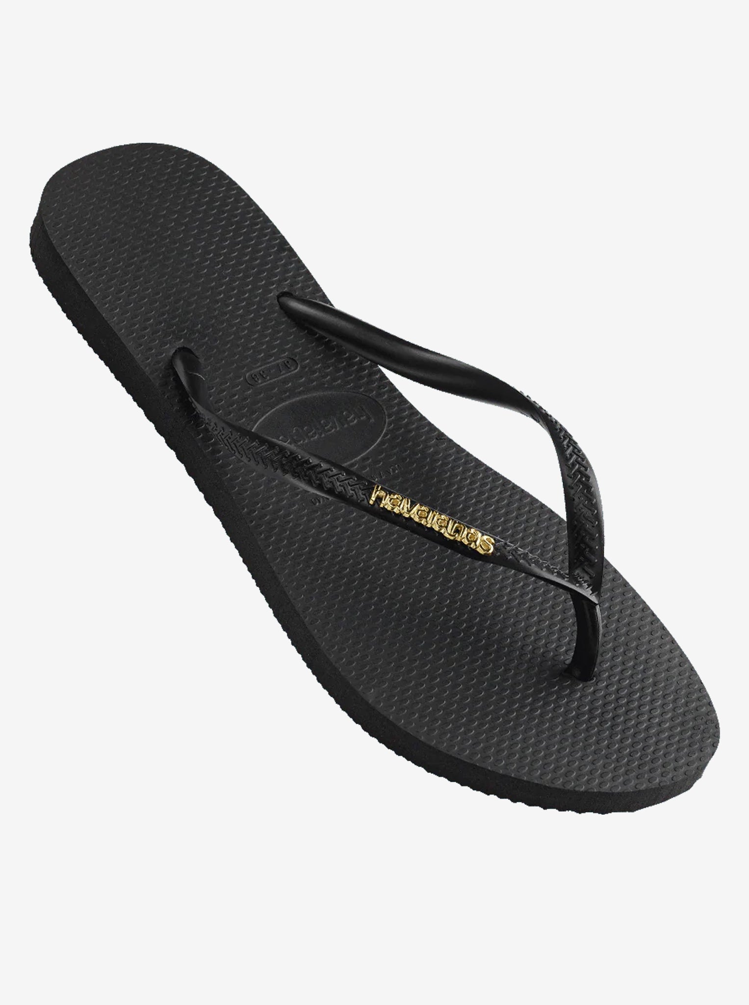 Slim Metallic Logo Flip Flops Womens
