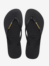 Slim Metallic Logo Flip Flops Womens