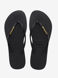 Slim Metallic Logo Flip Flops Womens