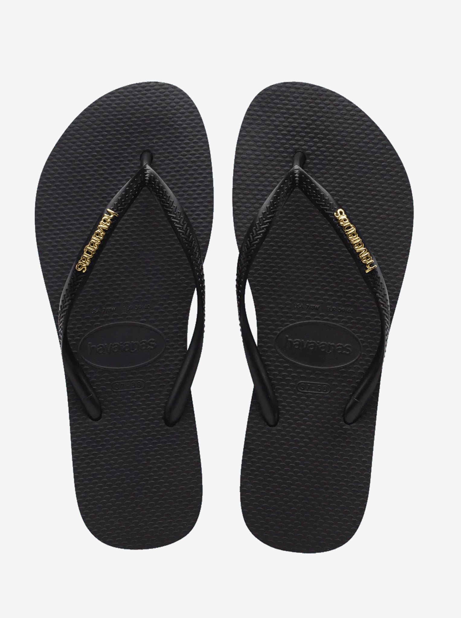 Slim Metallic Logo Flip Flops Womens