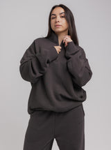 Quarter Zip in Washed Black