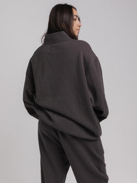 Quarter Zip in Washed Black