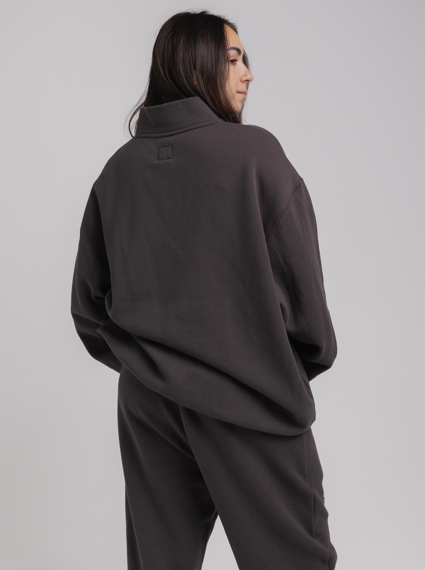 Quarter Zip in Washed Black