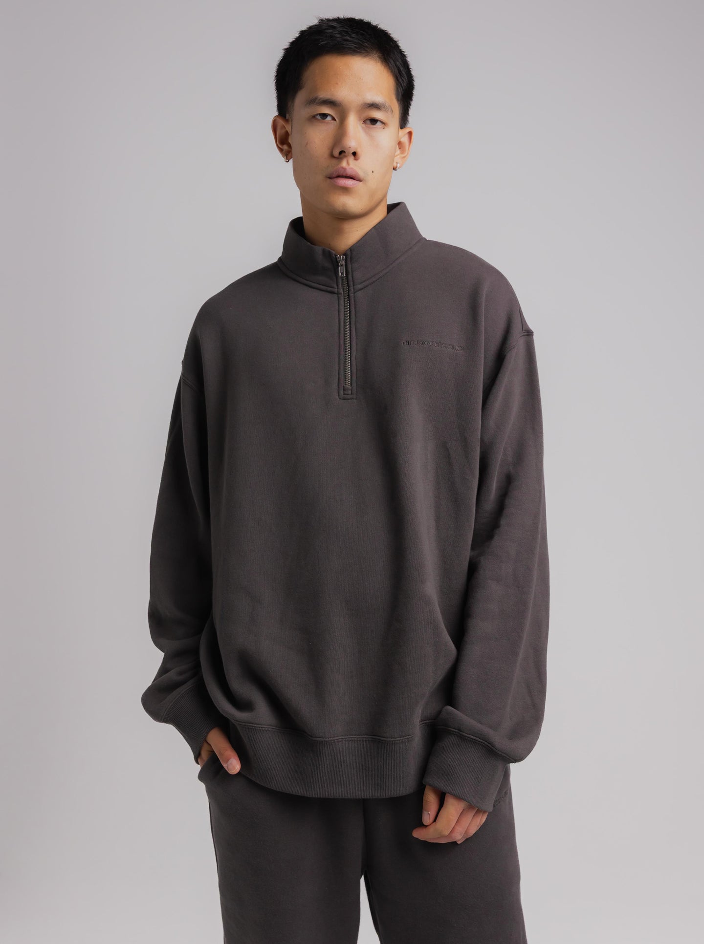 Quarter Zip in Washed Black