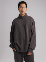 Quarter Zip in Washed Black