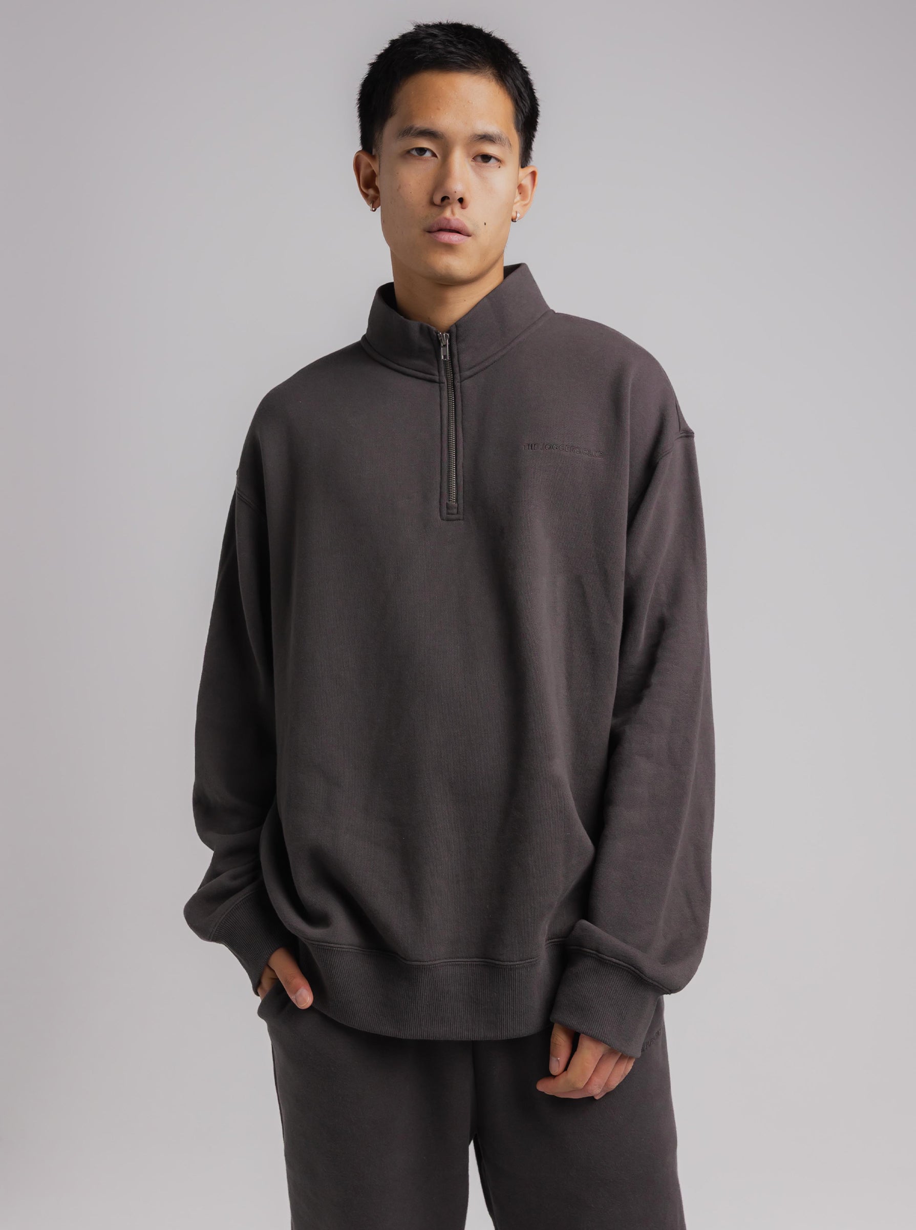 Quarter Zip in Washed Black