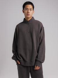 Quarter Zip in Washed Black