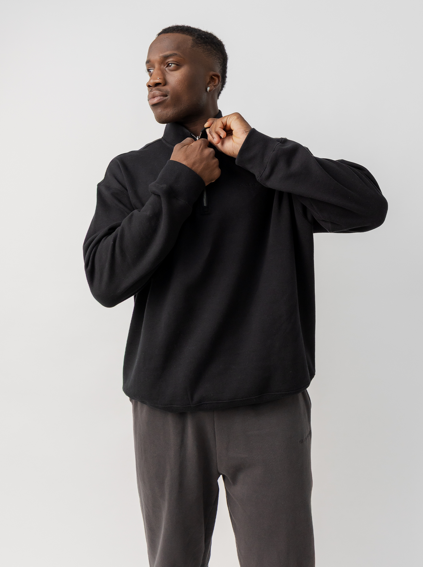 Quarter Zip In Solid Black