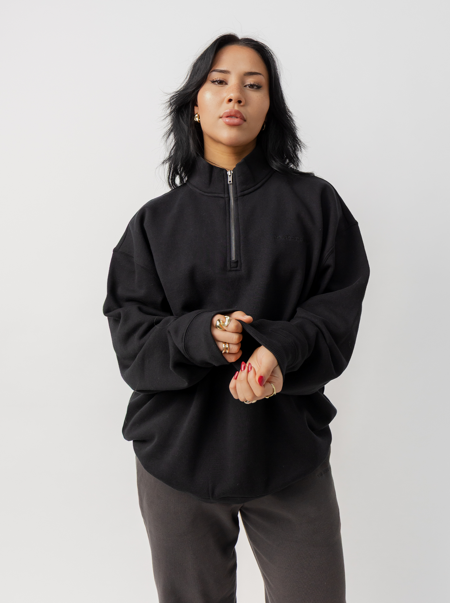 Quarter Zip In Solid Black