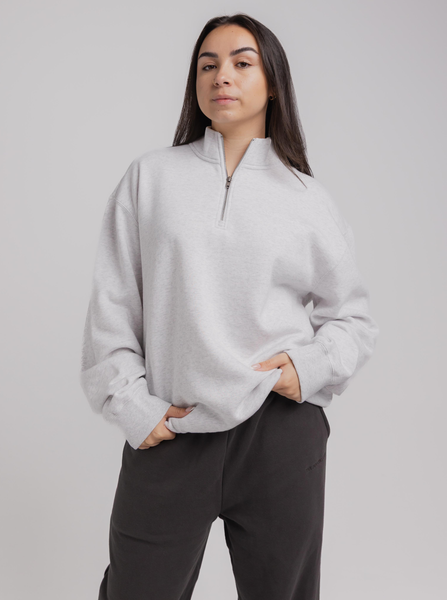 Quarter Zip in White Marle – Stirling Sports