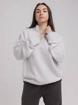 Quarter Zip in White Marle