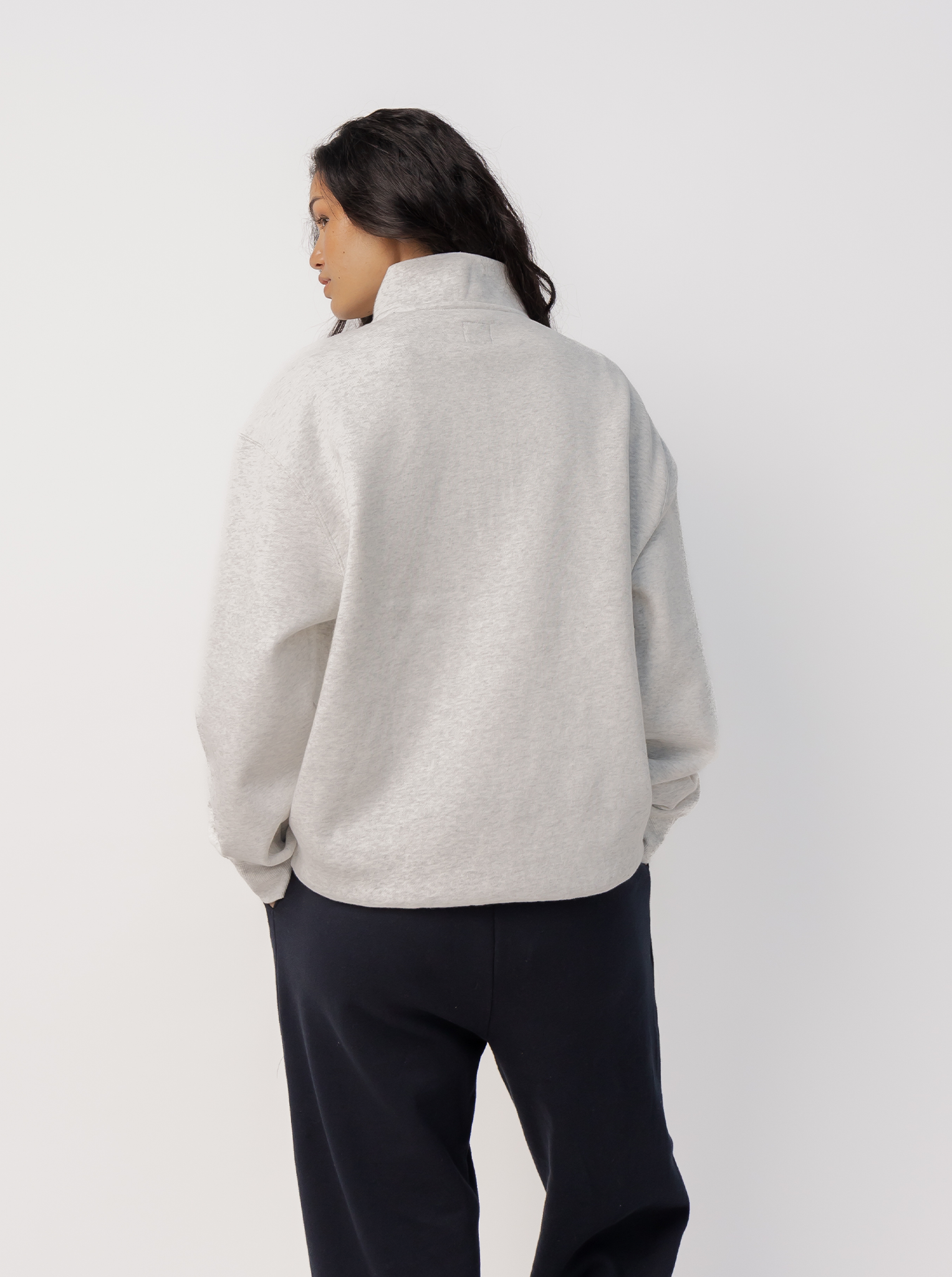 Quarter Zip In Grey Marle