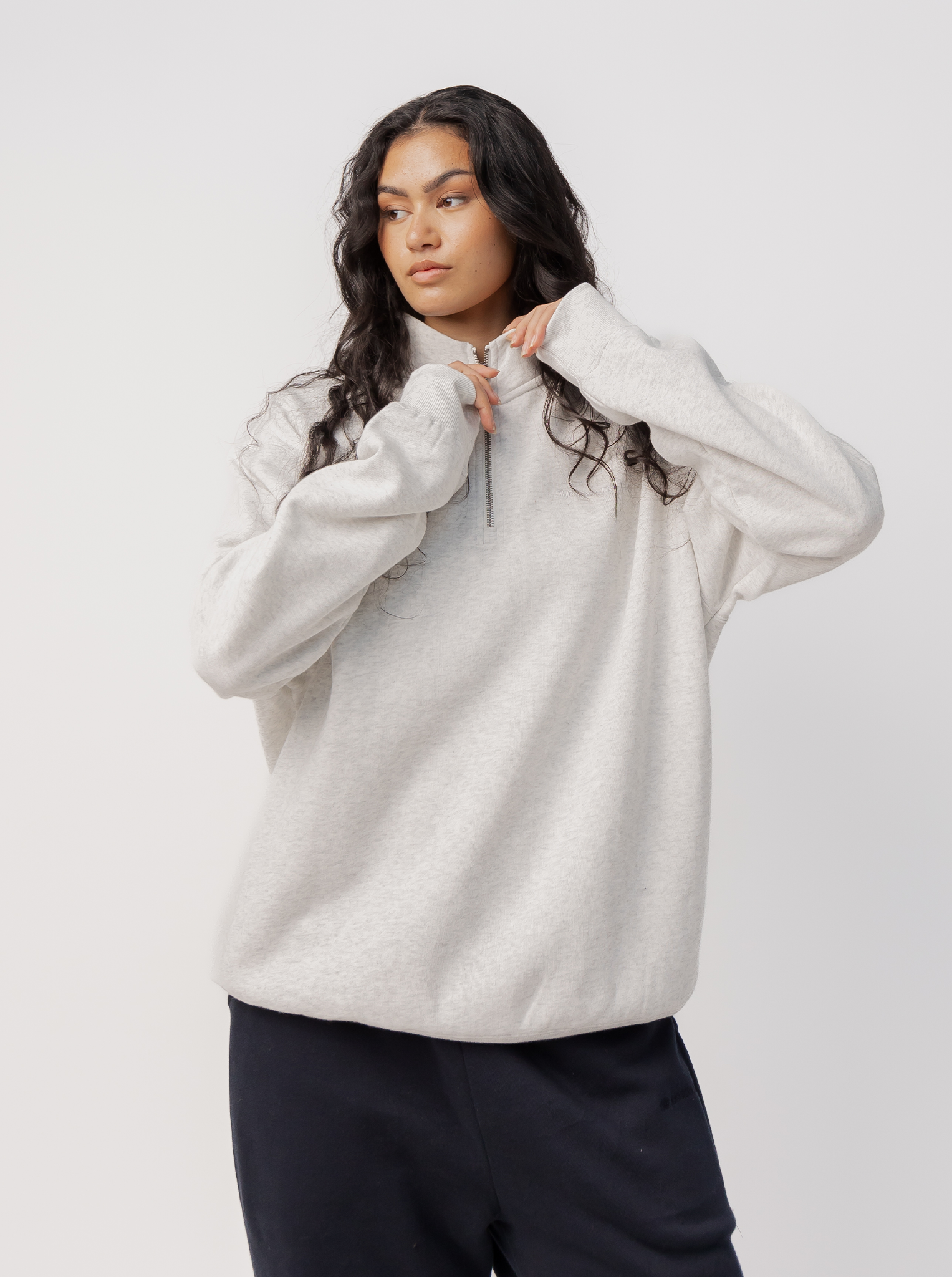 Quarter Zip In Grey Marle