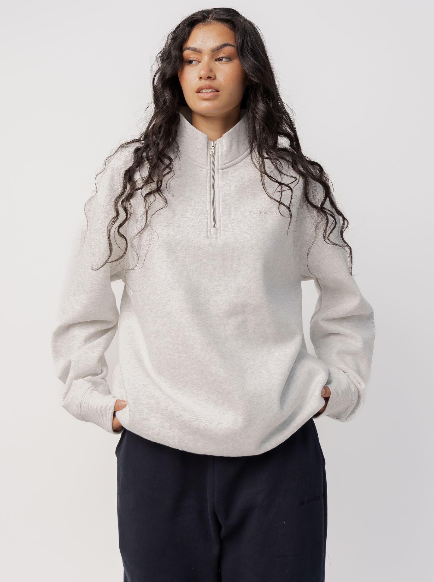 Quarter Zip In Grey Marle