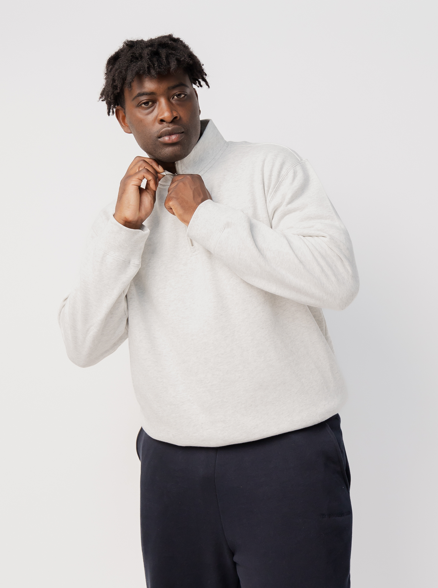 Quarter Zip In Grey Marle